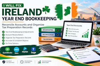fix ireland year end bookkeeping reconcile accounts and organize tax preparation