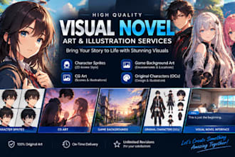 visual novel anime character sprites cg art game background art illustration ocs