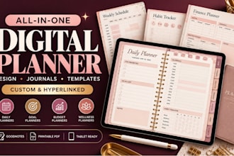 design etsy digital planner, responsive hyperlinked planner, digital planner