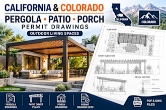 draw california and colorado pergola patio porch permit drawings