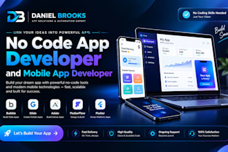 build bubble io no code app flutter glide adalo flutterflow mobile app developer