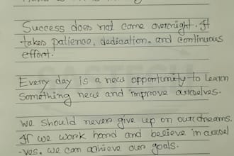 provide neat and readable english handwriting