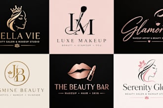 design a professional cosmetics, makeup artist beauty salon, glamour makeup logo