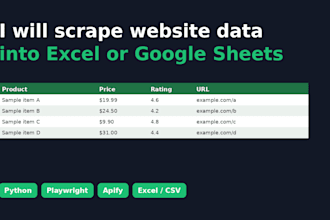 scrape website data into excel or google sheets