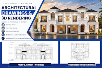 create 2d architectural drawings and 3d house renders