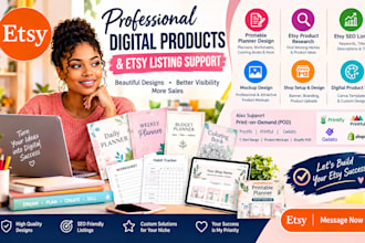 create etsy listing printable planner pdf product research design etsy mockup