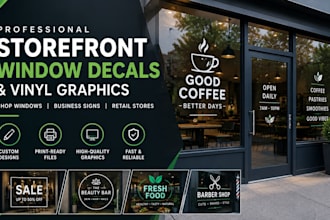 design storefront window decals, vinyl graphics and shop window signage