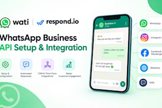 setup wati or respond io and integrate whatsapp business api