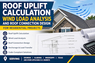 roof uplift calculation, wind load analysis and roof connection design