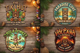 do awesome tiki bar logo design 1 day