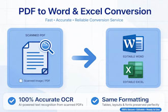 convert scanned PDF to editable word and excel in 2 hours