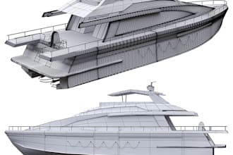 create realistic 3d boat model for games, animation and rendering