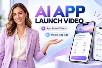 create ai app launch video ads, mobile app promo videos and software commercials