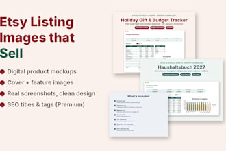 design etsy listing images and mockups for digital products