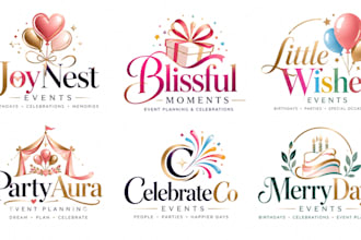 design a professional birthday party, celebration, event planning birthday logo