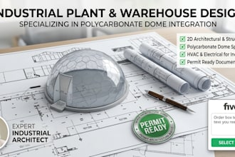 draw industrial plant factory warehouse, architectural polycarbonate dome plans
