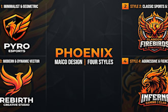 do unique phoenix bird mascot logo design