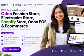 design odoo fashion store, electronics store, shopify store, odoo pos, ecommerce