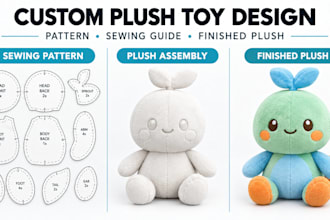 design plush sewing pattern tech pack stuffed toy ready for production
