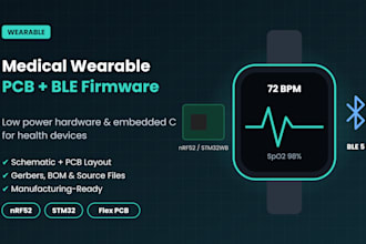 design low power medical wearable pcb, ble and embedded c firmware