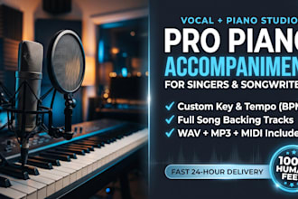record professional piano backing track acoustic accompaniment piano cover