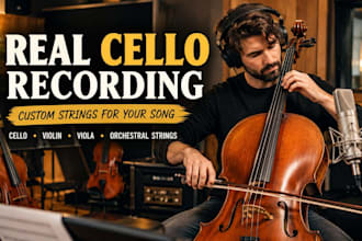 play cello, erhu, violin, viola and orchestral strings for your song