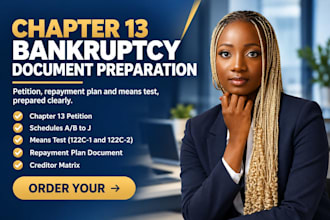 prepare chapter 13 bankruptcy petition, repayment plan and means test
