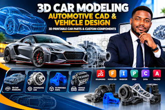 do 3d car modeling, automotive cad, vehicle design, 3d printable car parts