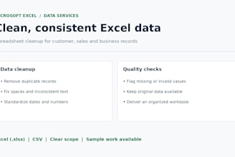 clean, format, remove duplicates and organize excel data