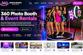 design a 360 photo booth, event and party rental website with online booking