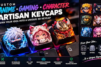 design anime gaming character artisan keycaps with custom 3d printable stl files