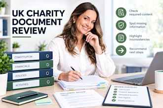 review UK charity registration documents and identify gaps before submission now
