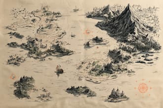 draw fantasy map illustration