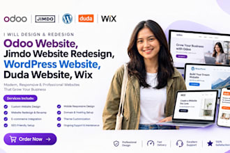 design odoo website, jimdo website redesign, wordpress website, duda website wix