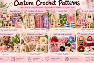 create custom crochet patterns for bags, clothes, toys and more