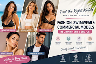 recruit adult creator, models to proote your fashion, swim wear and commercial