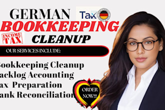 do german bookkeeping clean up, backlog accounting and tax preparation