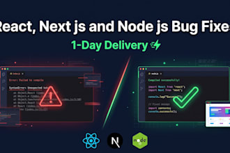 fix react, next js and node js bugs, errors and deploy issues