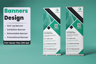 design banners, roll up, exhibition, retractable, and promotional