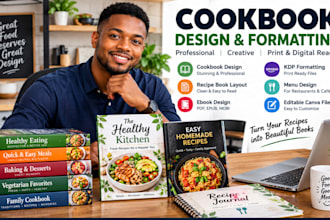 design cookbook cover and recipe book cover design