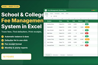 create a school and college fee management system in excel