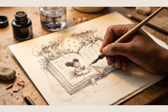 draw hand drawn children book illustration whimsical storybook art