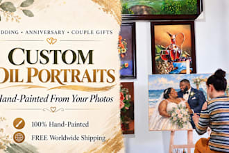 paint custom oil couple portraits from photos for wedding and anniversary gifts