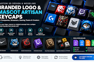 design branded logo and mascot artisan keycaps for companies and streamers