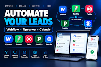 connect webflow tawkto twilio pipedrive calendly booking automation