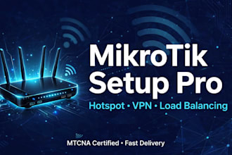 configure mikrotik router, hotspot, vpn and load balancing