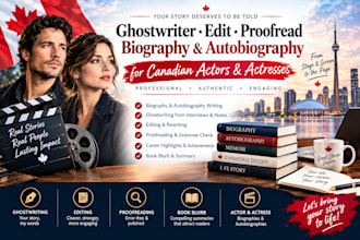 blurb format proofread biography autobiography ebook for canadian actors actress