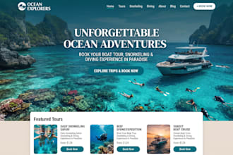 design squarespace  boat tour, snorkeling and diving booking website