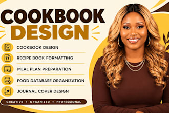do design cookbook recipe book meal plan journal cover design, food formatter