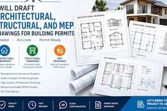 draft architectural, structural, and mep drawings for building permits